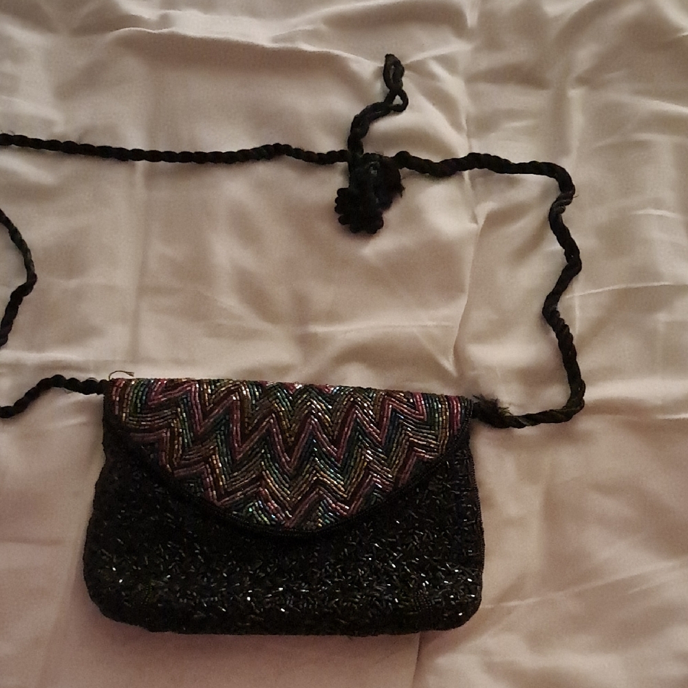 Vintage Multicolor Zigzag Pattern Beaded Women's … - image 1